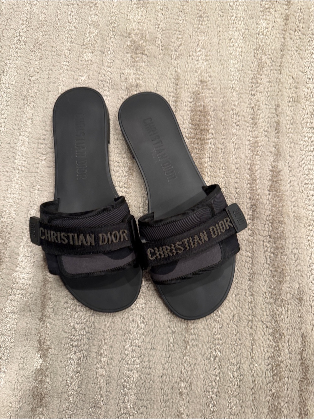 Dior womens Black Christian Dior Logo Slide Sandals size 42